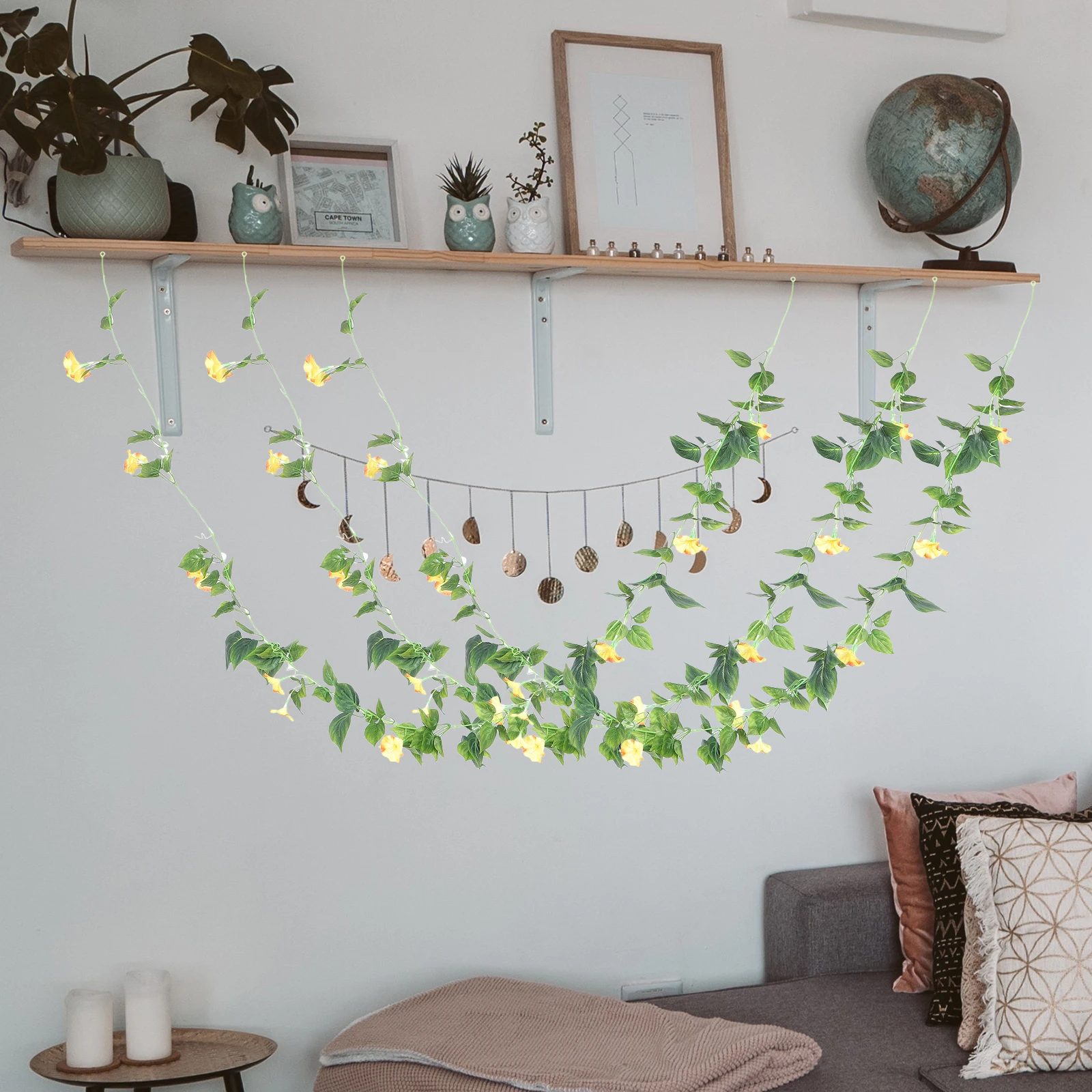 

2Pcs Decorative Artificial Morning Glory Hanging Greens Silk Vines for Party Wedding Centerpieces