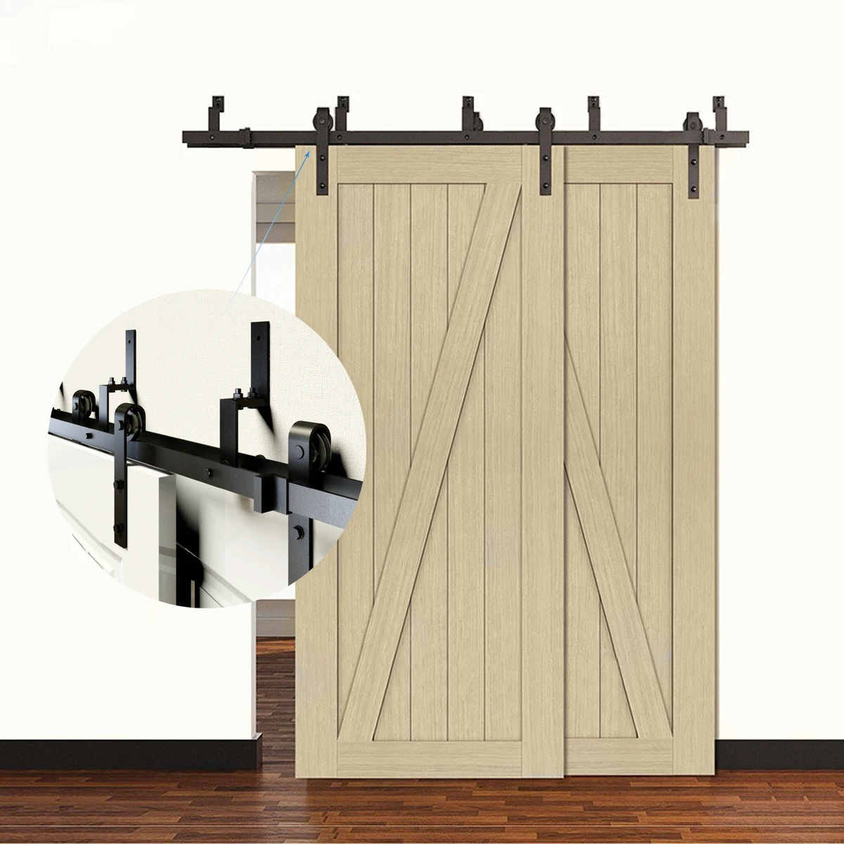 

Mobile sliding door pulley track hanging rail complete set of hardware accessories