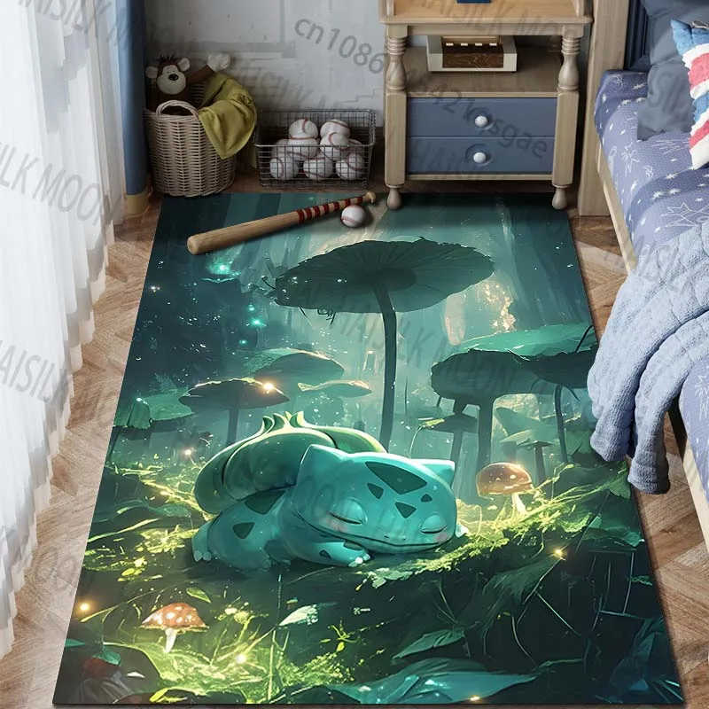 Pokémon Bulbasaur Print Carpet Rug for Home Living Room Bedroom Sofa Doormat Decor Non-slip Floor Mat Child Area Rug for Gifts