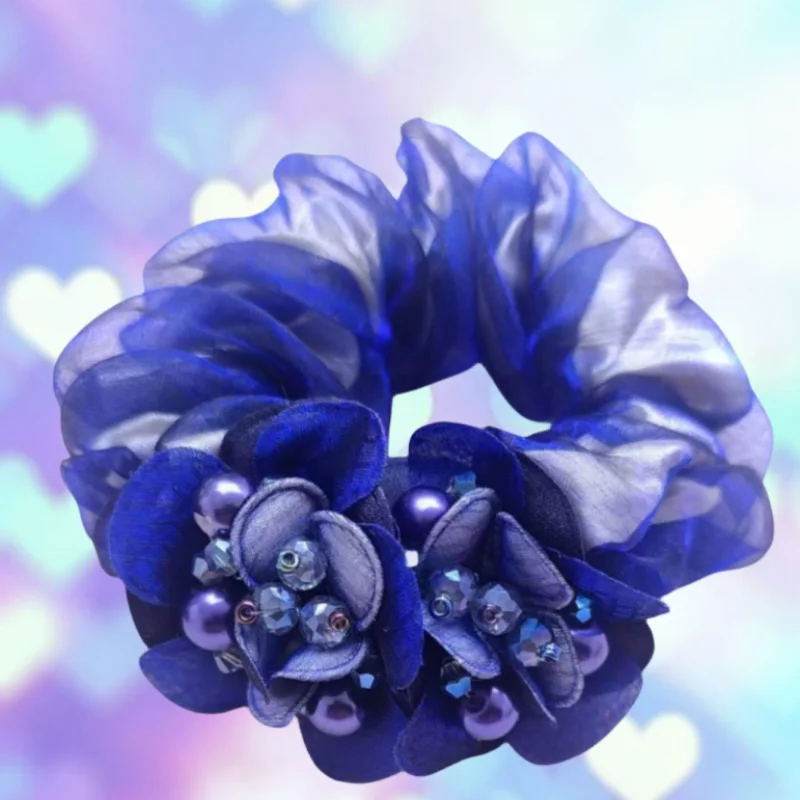 Rubber Band Headdress Flower Hair Rope Elegant Woman Updo Horse Tail Elastic Large Scrunchie  Hair Accessories for Women