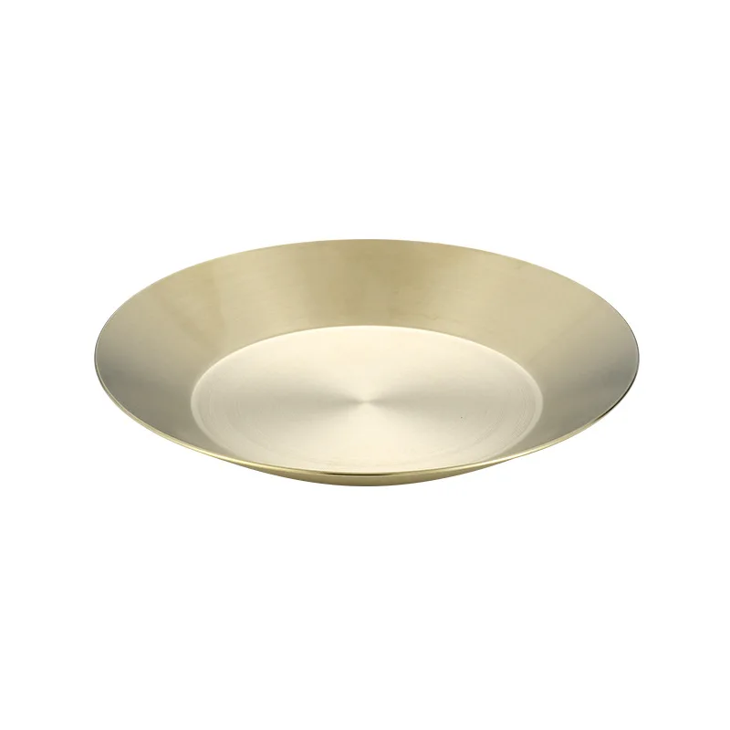 304 Thickened Korean Round Side Dish Stainless Steel Saucer Hot Pot Saucer Restaurant Round Dish Fruit Plate Tableware Supplies