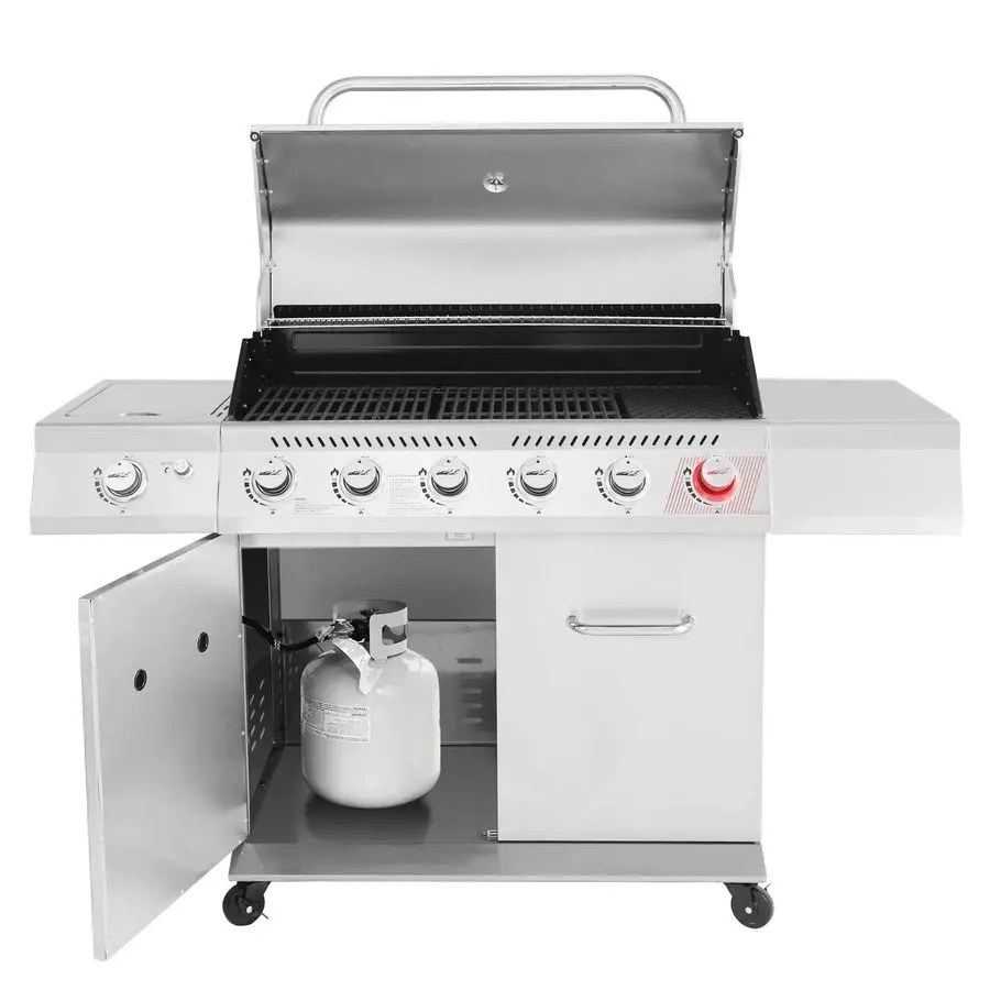 

GA6402S 6Burner Propane Gas Grill with Side Burner and Warming Rack, 74,000 BTUs, Cabinet Style Outdoor BBQ Grill for Barbecue G