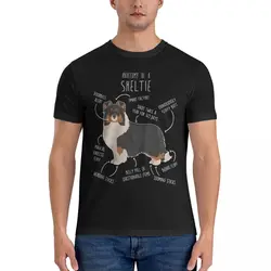 Tri Color Shetland Sheepdog Anatomy T-Shirt Men Sheltie Hipster Pure Cotton Tees Round Neck Short Sleeve T Shirt Summer Tops