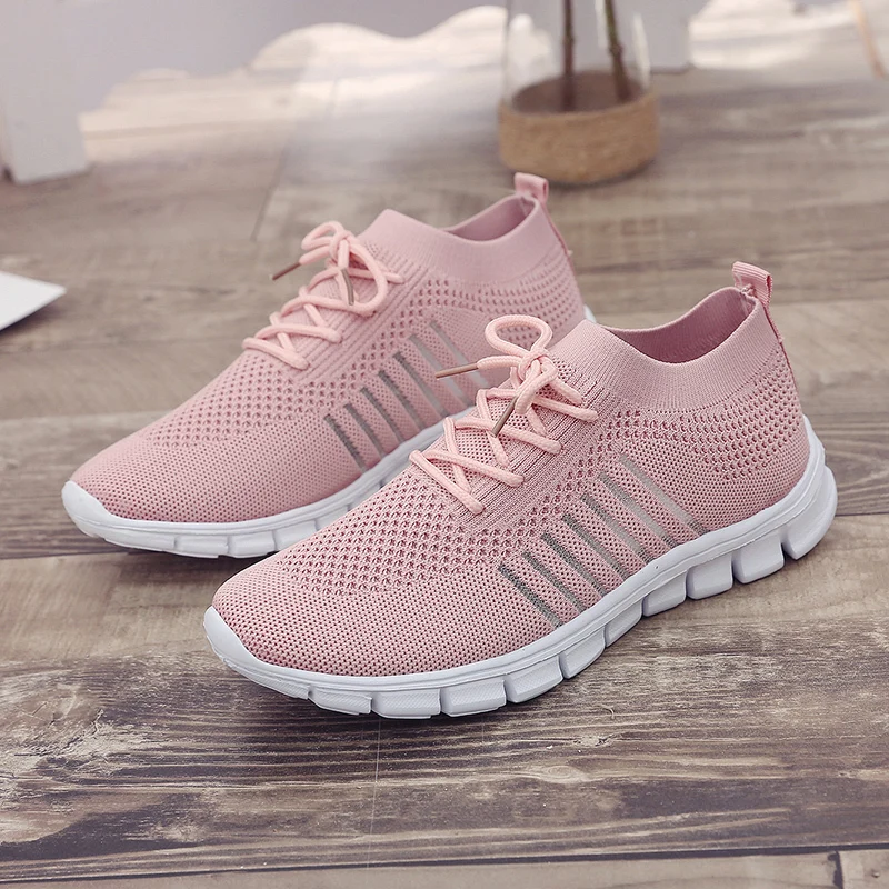 Women Mesh Breathable Shoes Slip on Flat Shoes Woman Tenis Ladies Casual Shoes Walking Footwear Sneakers Womens Vulcanize Shoes