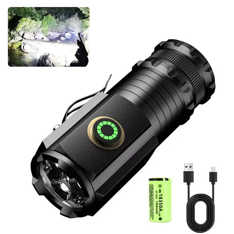 Wiederaufladbare Taschen-Handtaschenlampen mit Stiftclip, tragbare Mini-LED-Notfall-Taschenlampe, wasserdicht, zum Wandern, Camping, Blitzlicht