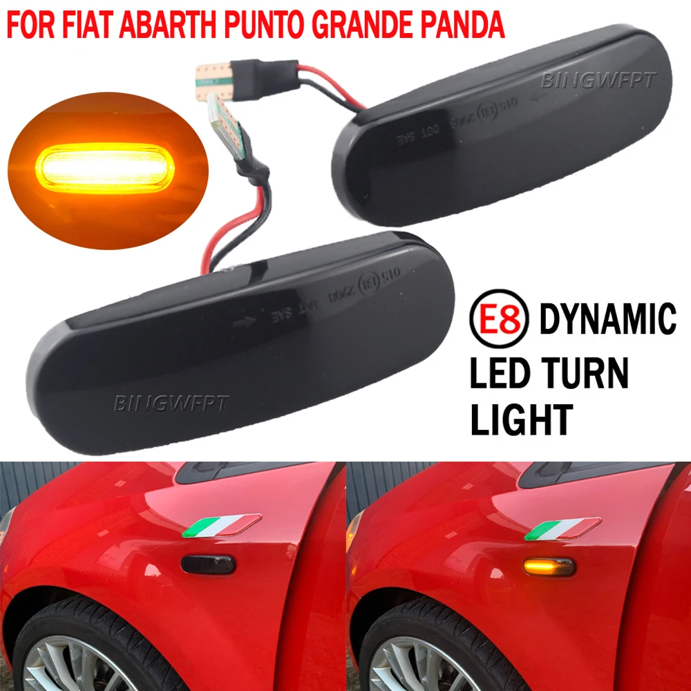 Lâmpada marcadora lateral dinâmica, 2 peças, para fiat abarth punto qubo multipla stilo panda mk2 mk3 (van evo) luz led piscante sequencial