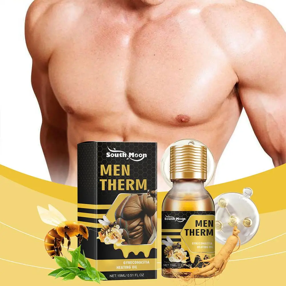 15ml Men Bee Gynecomastia Heating Oil Breast Shaping Breast Firm Massage Serum Breast Tighten Oil Skin Care