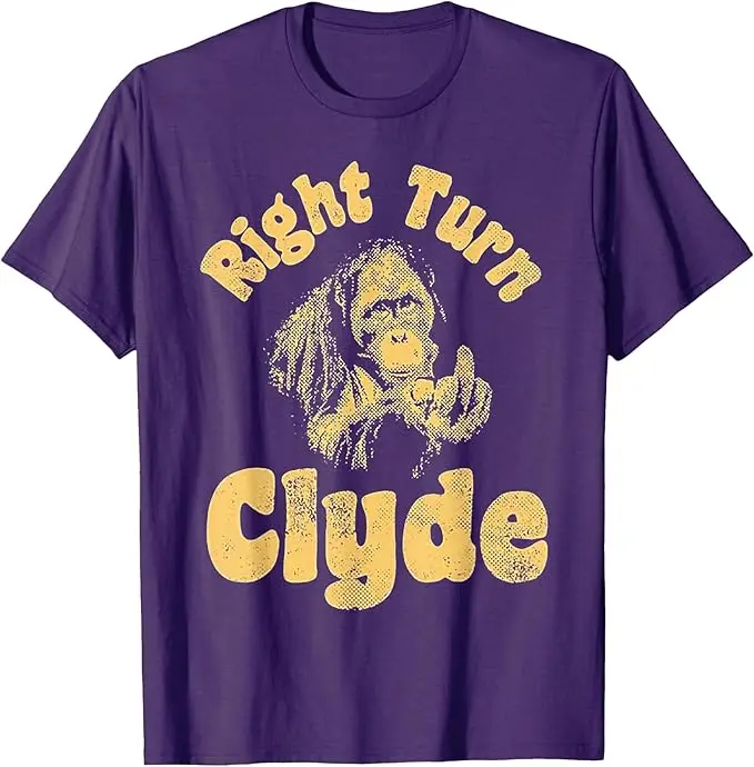 Right Turn Clyde T-Shirt Y2k Gorilla Flipping The Bird Graphic Damen Herren Kleidung Filmreferenz Ästhetisches Spruch-T-Shirt Neuheit – Detail 10