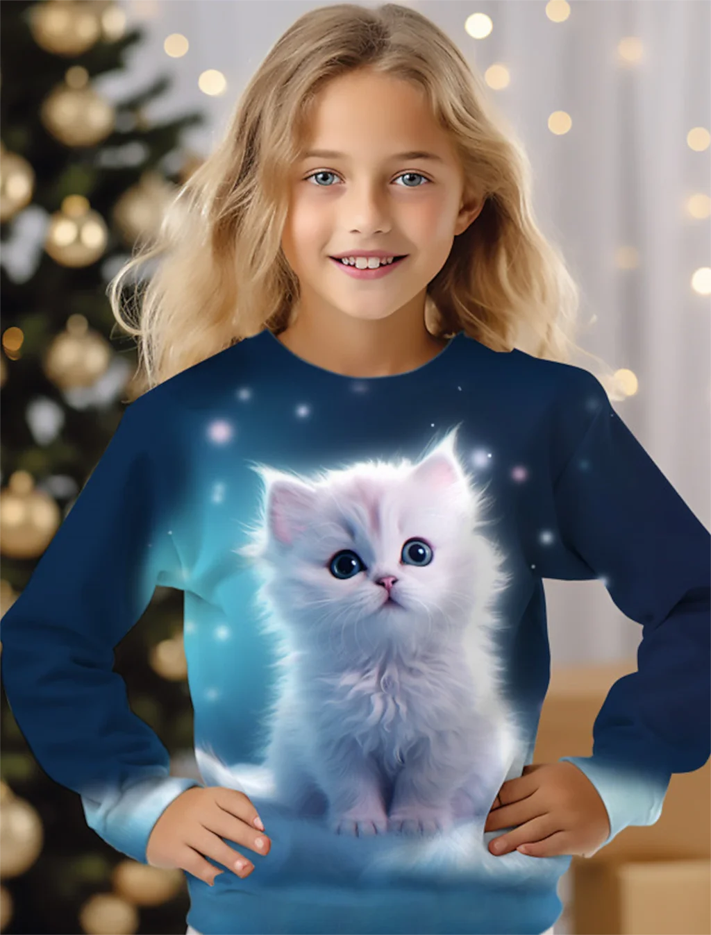 kids long T-Shirts Cute Animal Cats 3D Printed Streetwear Boys Girls Casual Fashion Oversized T Shirt Kids Tees Tops Clothing