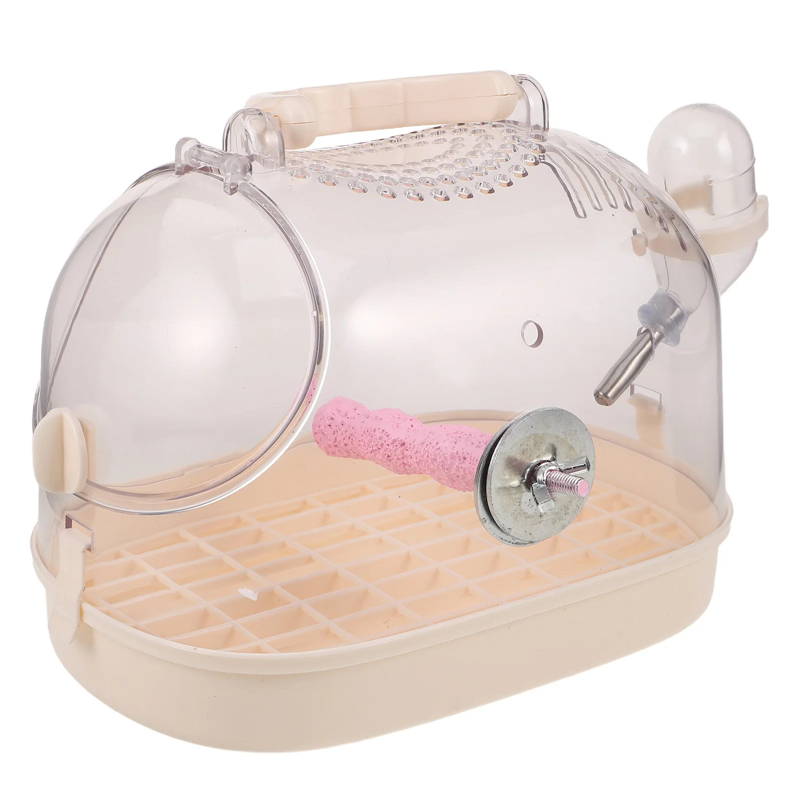 

Portable Transparent Bird Travel Cage Parrot Carrier Perch Food Container For Parrots Lovebirds Cockatiels Parakeets Small