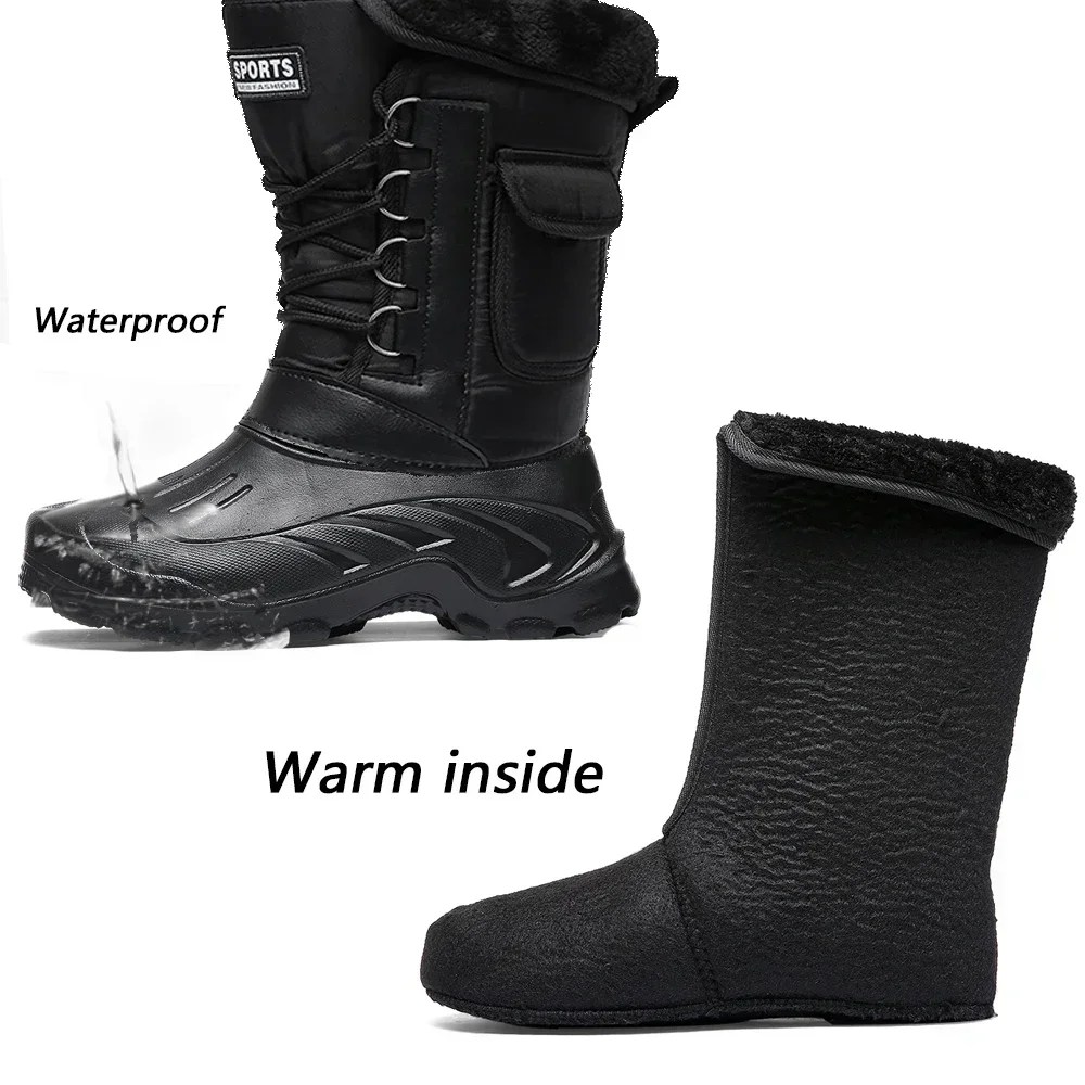 Outdoor Sports Men Boots 2025 Winter Waterproof High Top Shoes for Men Light Rain Shoes Fishing Boots Warm Snow Shoes Hiking 방한화