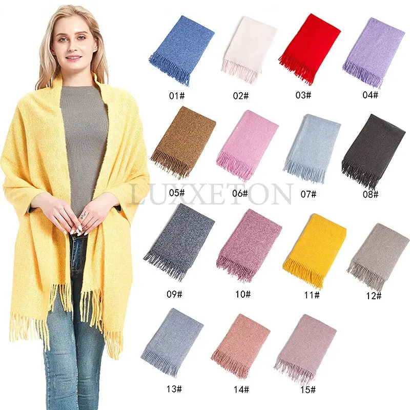 Women's Winter Scarf Cashmere Feel Pashmina Tassel Shawl Wraps Soft Warm Blanket Scarves Luxury Female Scarf Wrap Hijab