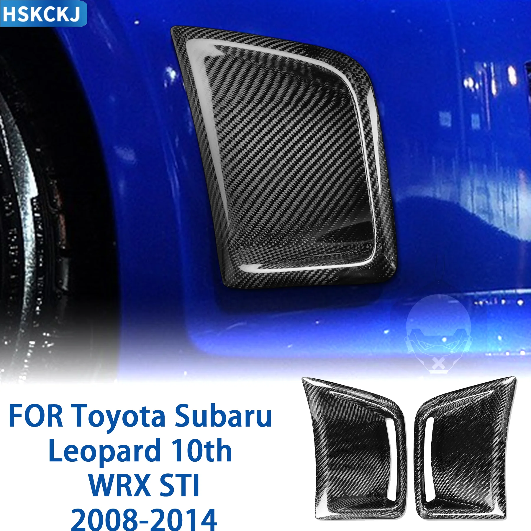 Real Carbon Fiber Side Fender Air Vent Outlet Cover Trim For Toyota Subaru Leopard 10th WRX STI 08-14 Car Exterior Accessories
