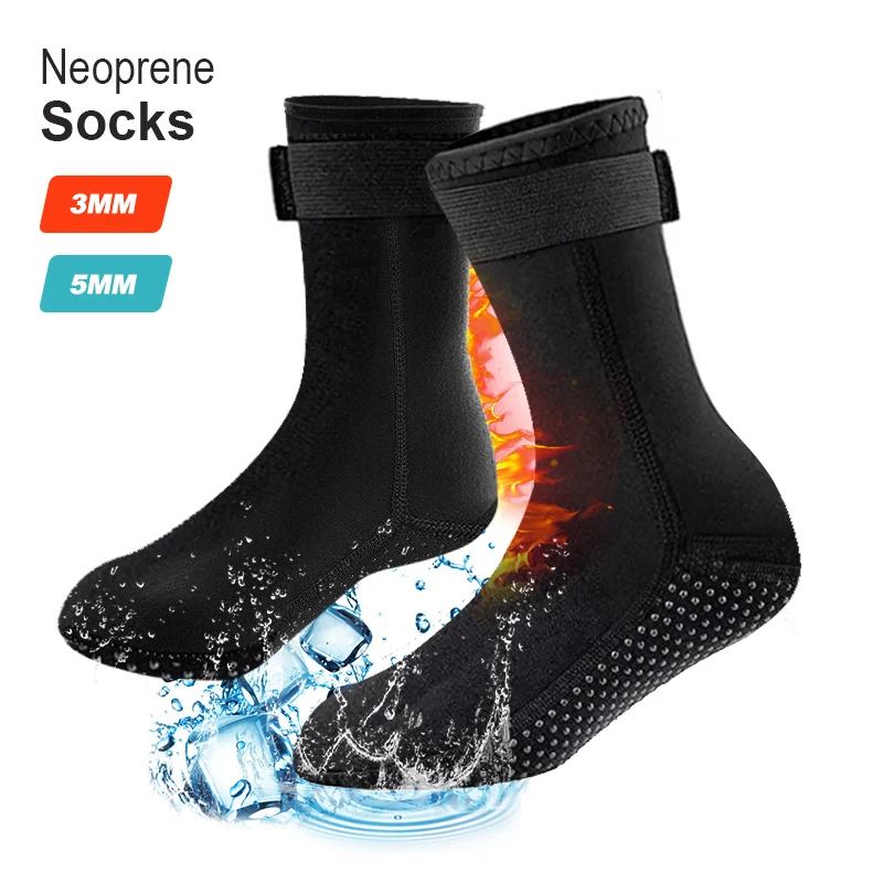 Calcetines de buceo de 5mm, traje de neopreno de 3mm, calcetines de agua, botines de playa para Surf, aleta de natación antideslizante, calcetines cálidos para baño de hielo a prueba de arena 2028