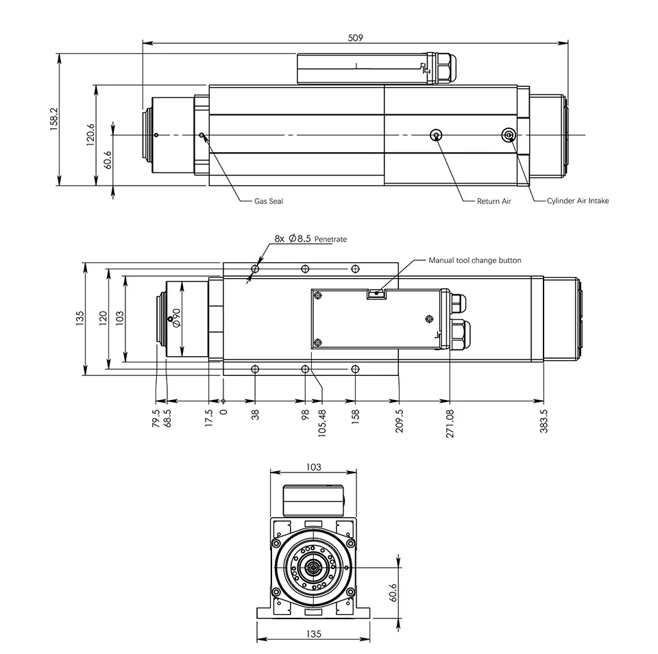 4.5kw ISO30 ATC Spindle Automatic Tool Change  220v / 380v Air Cooled Instead of  GDZ Woodworking