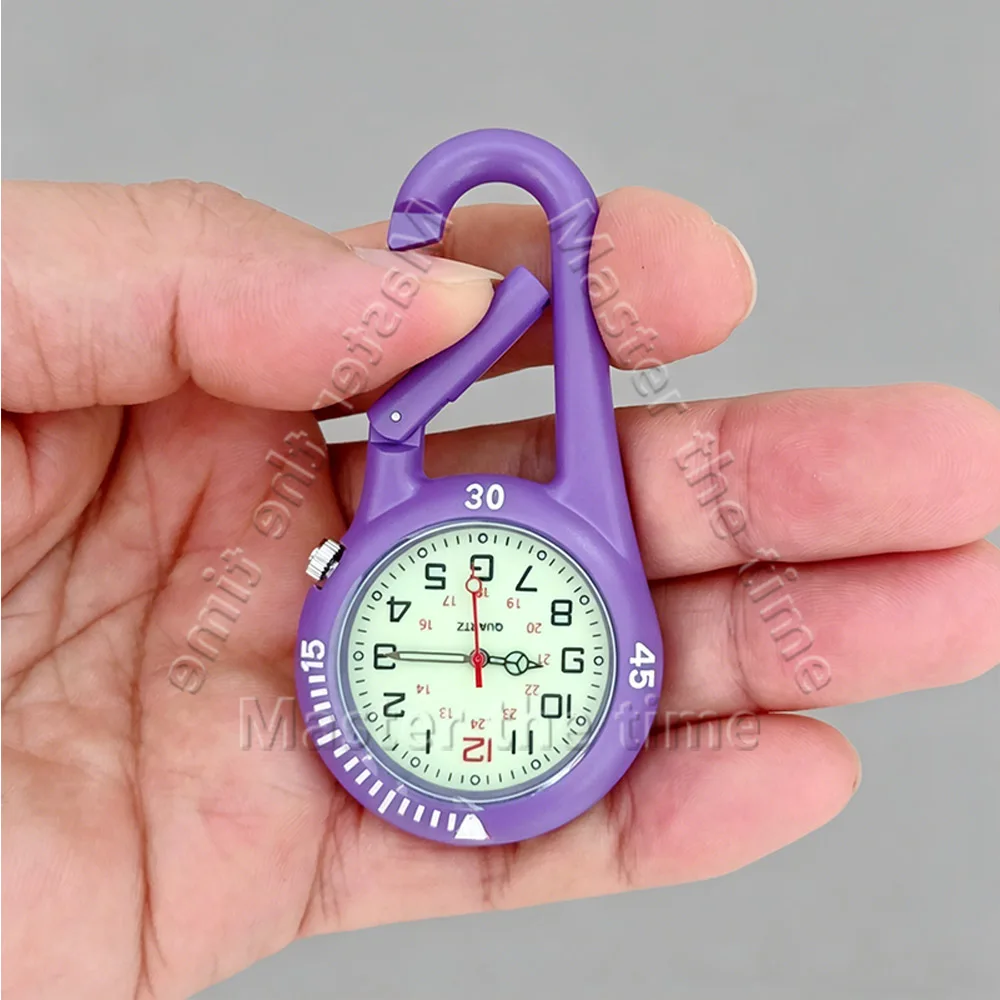 Unisex Luminous Quartz Pocket Watch, Carabiner Keychain Watch for Nurses, Doctors, Students & Gifts