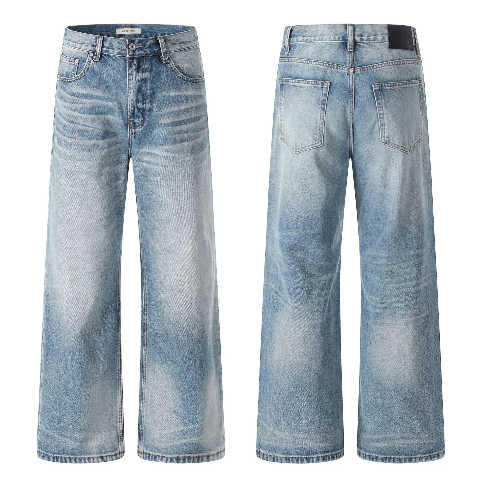 

Джинсы Deep Blue Vintage прямого кроя с эффектом потертости, свободные, для мужчин и женщин, широкие брюки в пол Cleanfit