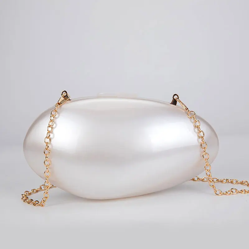 Pearl Acrylic Evening Bags Designer Luxury Clutch Purse Mini Women\'s Wallet Shell Chain Shoulder Crossbody Wedding Party Handbag