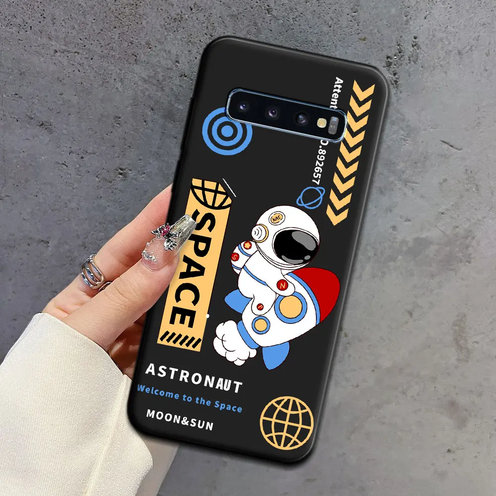 Dla Samsung S10 Plus S10E miękkie silikonowe etui na telefon z TPU luksusowy wzór astronauta do Samsung Galaxy S10 5G S10 + tylna obudowa