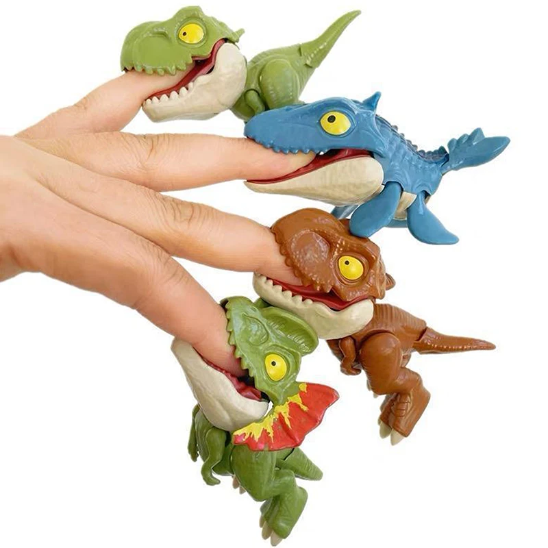 Finger Dinosaurs Movable Joints Mini Simulation Dinosaur Model Toys Funny Biting Hand Animals Kids Toys Gifts