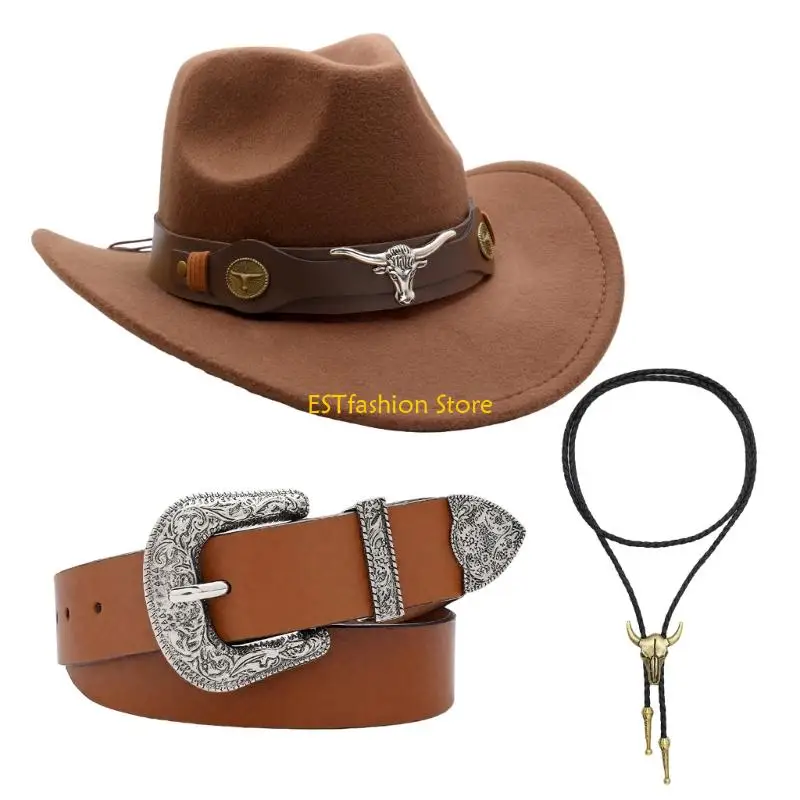 Y5GC Halloween Cowgirl Costume 3Pcs Cosplay Dressing Up Parties Stage Performances Western Cowgirl Outfits for Adults Gifts