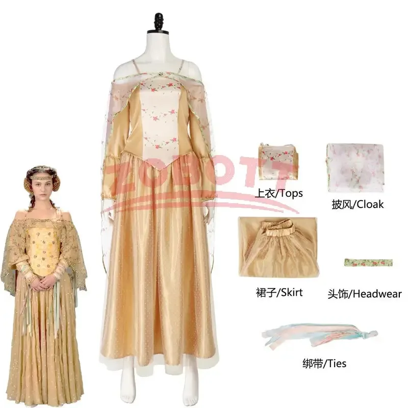 

Padme Cosplay Amidala Costume Movie Space Battle Fantasia Dress Disguise Halloween Roleplay Outfits jgjgg7