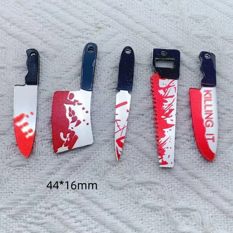 10pcs Arcylic Charms Halloween Blood Knife Charms Pendant for DIY Earring Keychain Jewelry Making Designer Charms