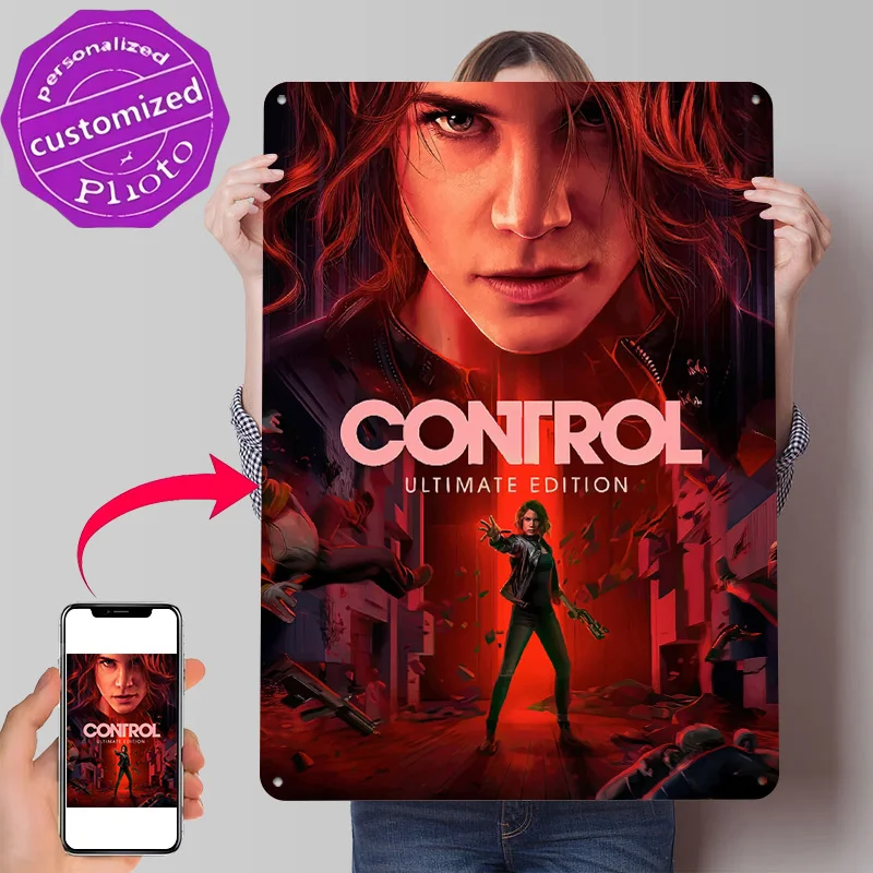 Control: Ultimate Edition Game Cover Personalized 3D Textured Metal Poster Wall Art Vintage Tin Signs for Home Decoration Luxury
