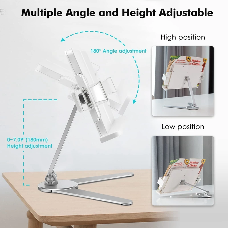 

Book Stand, Cookbook Holder, Adjustable Height&Angle, Foldable & Portable, Book Holder For Reading,Office,Kitchen,Recipe