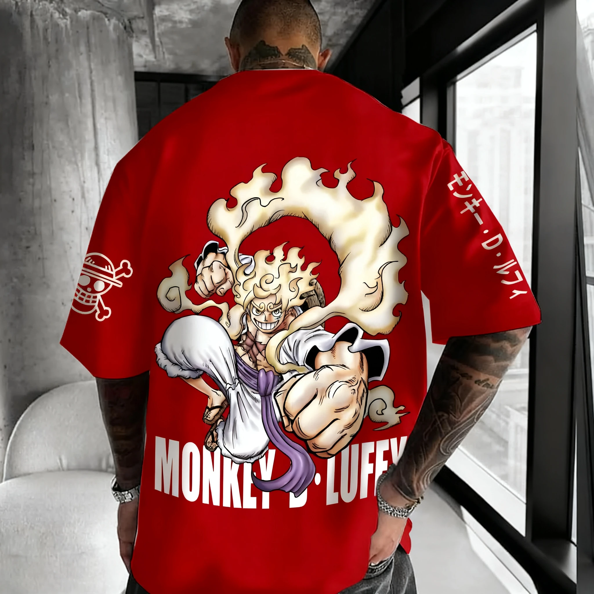 قطعة واحدة لوفي مطبوعة القطن قصير الأكمام بانداي فضفاضة للرجال والنساء 2025 الصيف تنفس رياضي جولة الرقبة تي شيرت #1