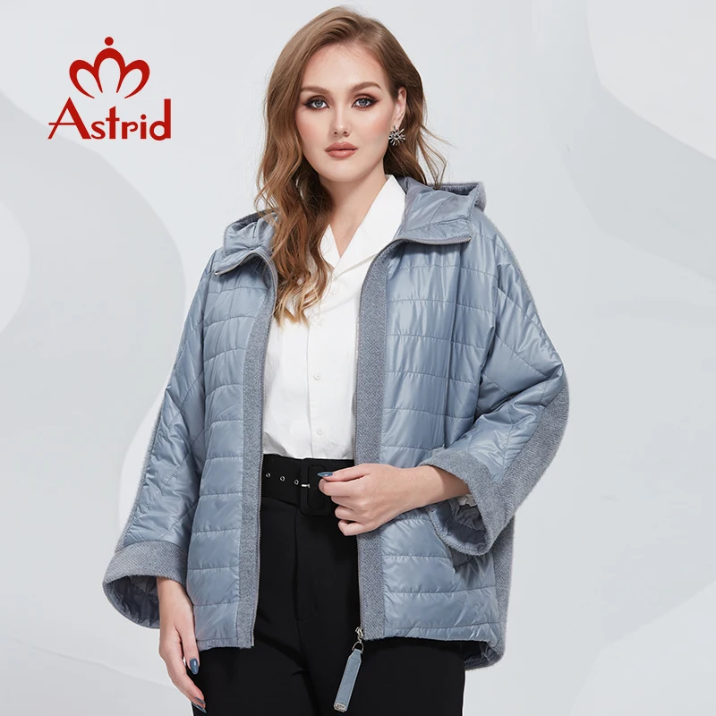 Imagem -02 - Astrid 2023 Primavera Mulher Parkas Cabolsas Acolchoados Oversize com Capuz Vison lã de Pele Costura Jaqueta Feminina Outerwear Acolchoado Am-9403