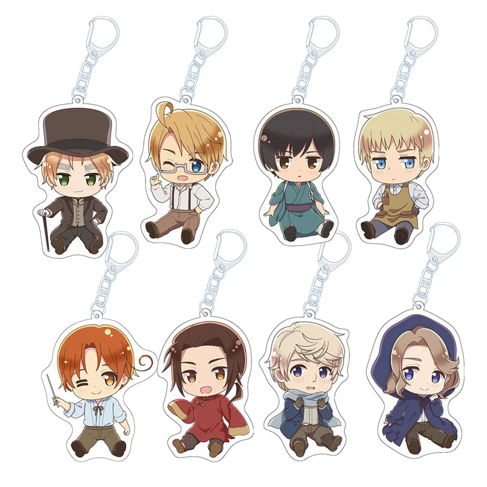Акриловый брелок-подвеска по аниме Hetalia: The World Twinkle (Финляндия, Пруссия, Венгрия, Австрия) – подарок для фанатов, около 6 см