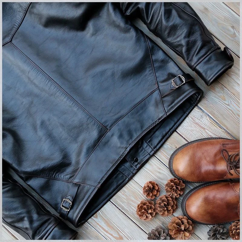 سترة جلدية رجالية أصلية بنمط RRL، سميكة بقلب من جلد الحصان، تصميم ياباني عتيق، سترة راكبي الدراجات النارية، قصة ضيقة وطول قصير