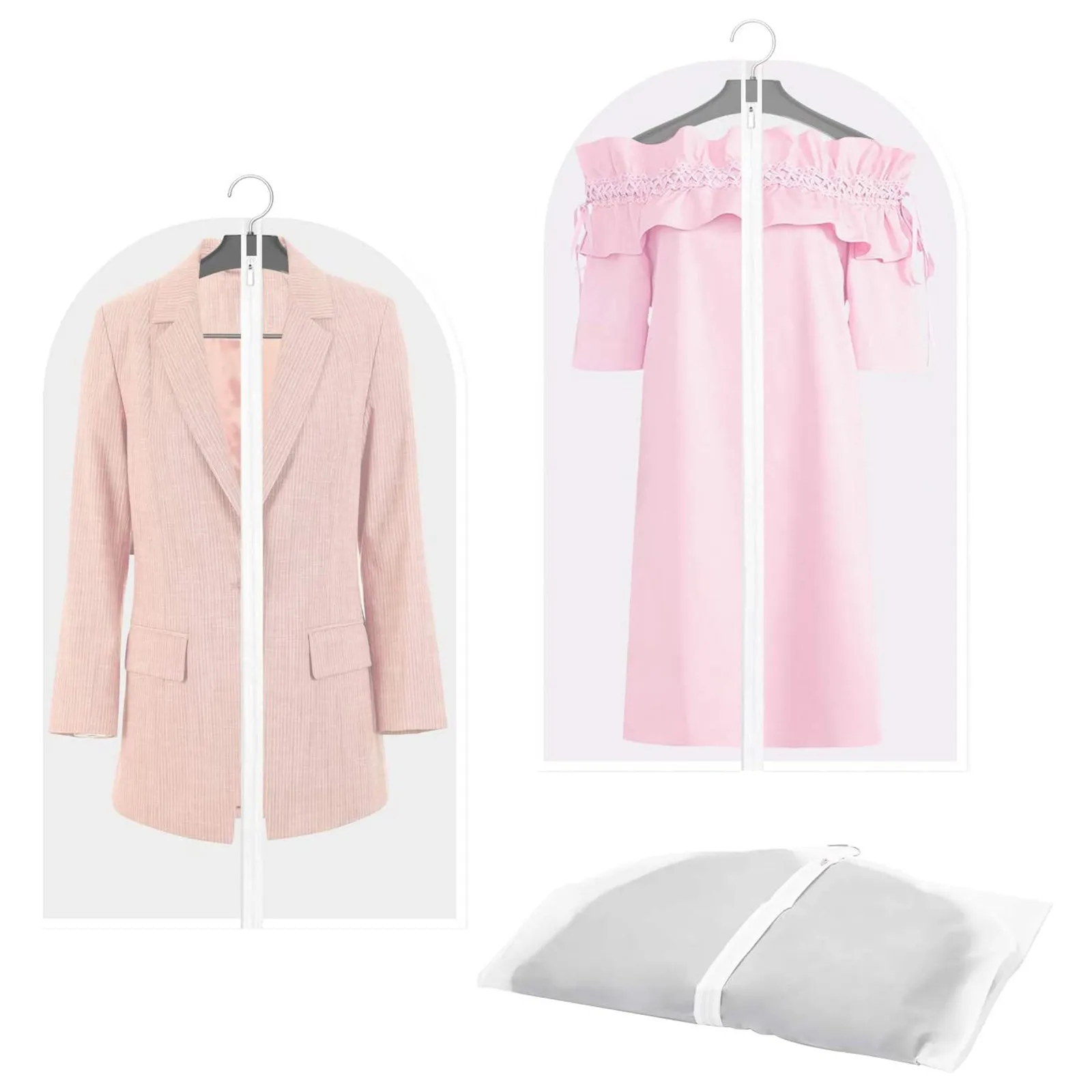 

Чехол для одежды с молнией, защитный чехол для хранения одежды, пылезащитный чехол для платьев и одежды.