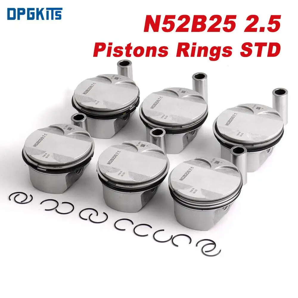 N52B25 2.5L L6 Auto Pistons Rings Set STD Low Compression 9.7:1 11257561850 11257561848 For BMW E60 E90 325i 523i E81 E87 E83