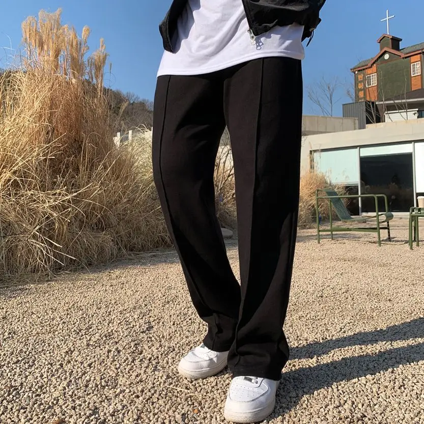 Usar solto em linha reta primavera e outono estilo moda casual esportes magro masculino jogging calças de fitness