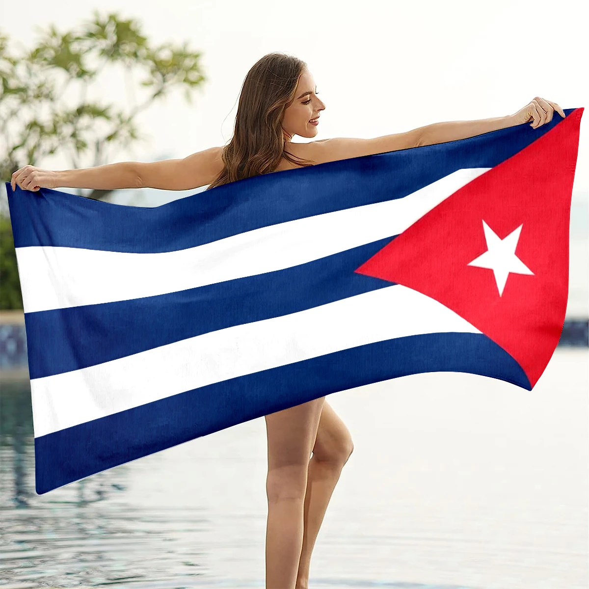 Cuba Flag Beach Towel Oversized, Super Absorbent Sand Free Thick Microfiber Beach Towel,Beach Towels for Kids,Men,Women