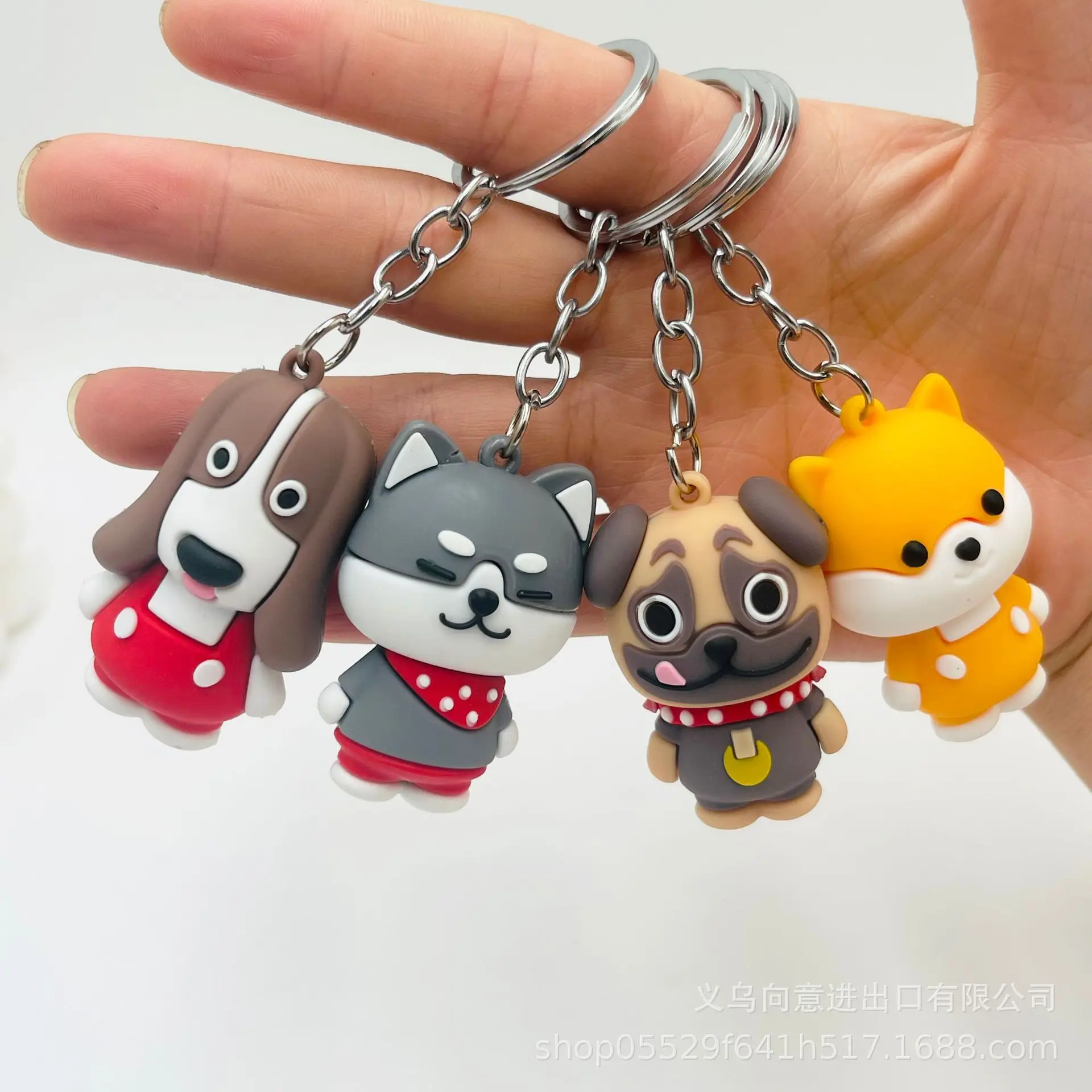 Creative Cartoon Dog Keychain Husky Labrador Bulldog Soft Doll Gift Spot Wholesale Free Shipping DIY Jewelry.