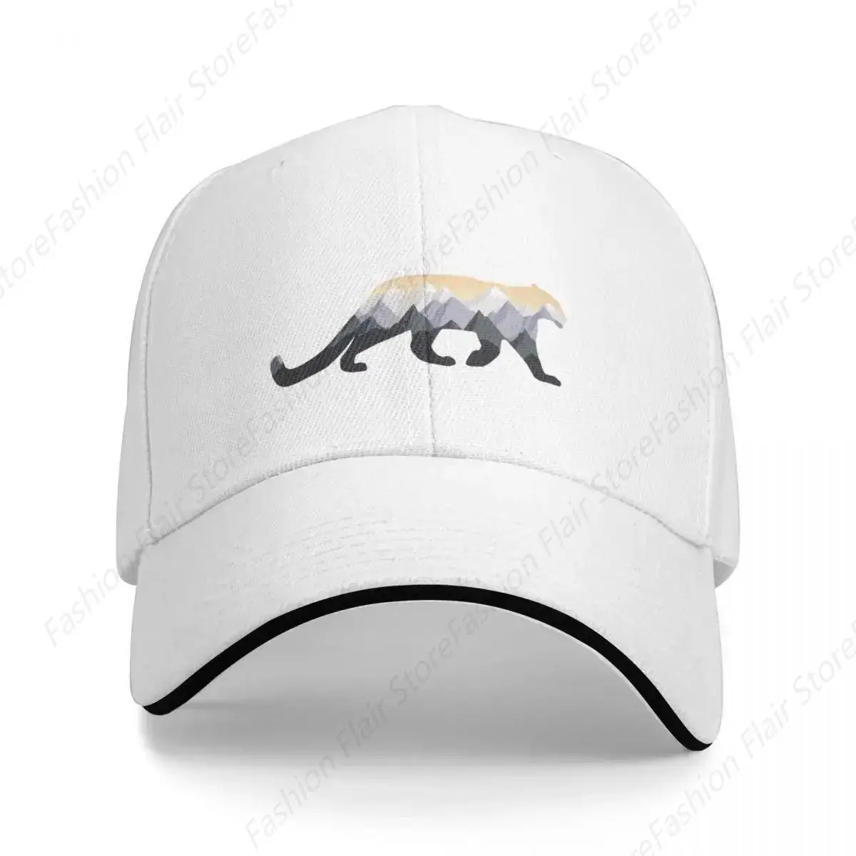 

Minimal Snow Leopard with Mountains Baseball Cap beach hat Beach Outing Men Caps Women's
