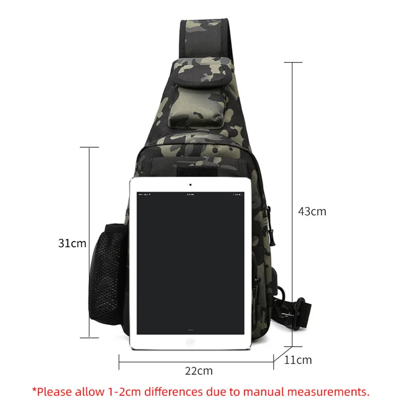 حقيبة صدر للصيد متعددة الوظائف للرجال، حقيبة تخزين كروس للرياضات الخارجية للتخييم والتسلق والمشي لمسافات طويلة