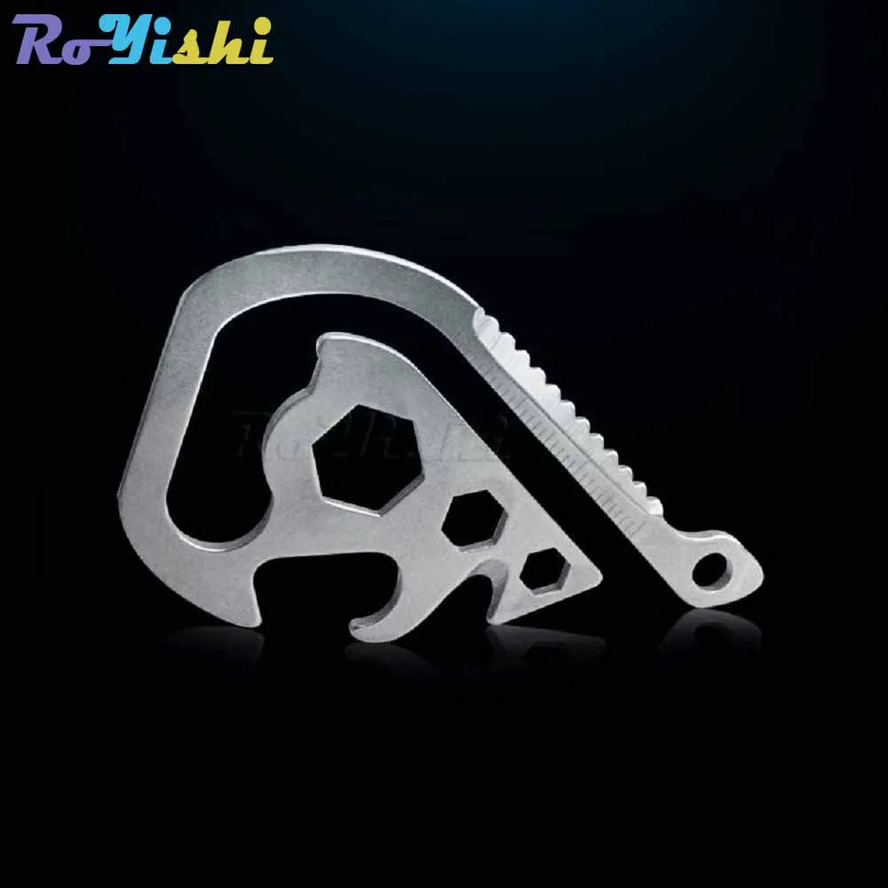 1pcs Stainless Steel Multifunction Saw Bottle Opener Belt Six Angle Wrench