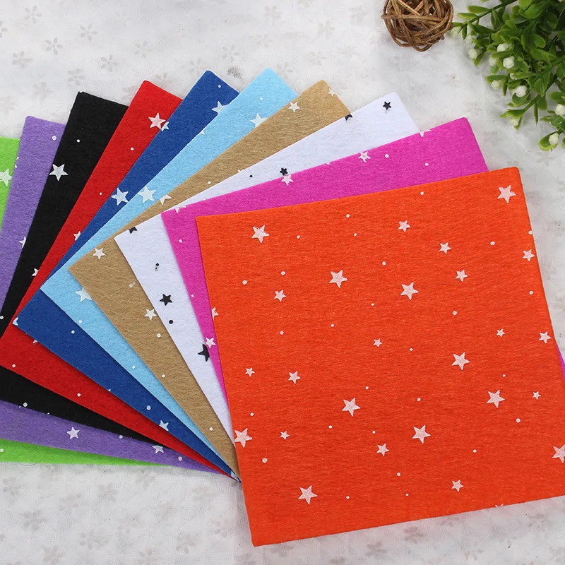 Printed sky STARS Christmas snowflake Felt Fabric - 30cm x 30cm per sheet - 10 colors/lot