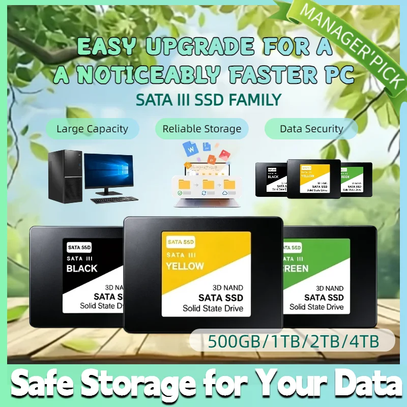 Newest SSD Solid State Disk, 2TB/1TB, Fast Speed Hard Drive, SATA 3, 2.5", Internal SSD, TLC, Desktop, Laptop, Computer. 