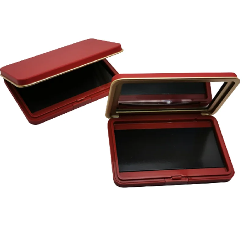 

10pcs Square Eyeshadow Case Luxury Red Cosmetic Packaging Magnetic Makeup Blush Refillable Box Empty Powder Palette With Mirror