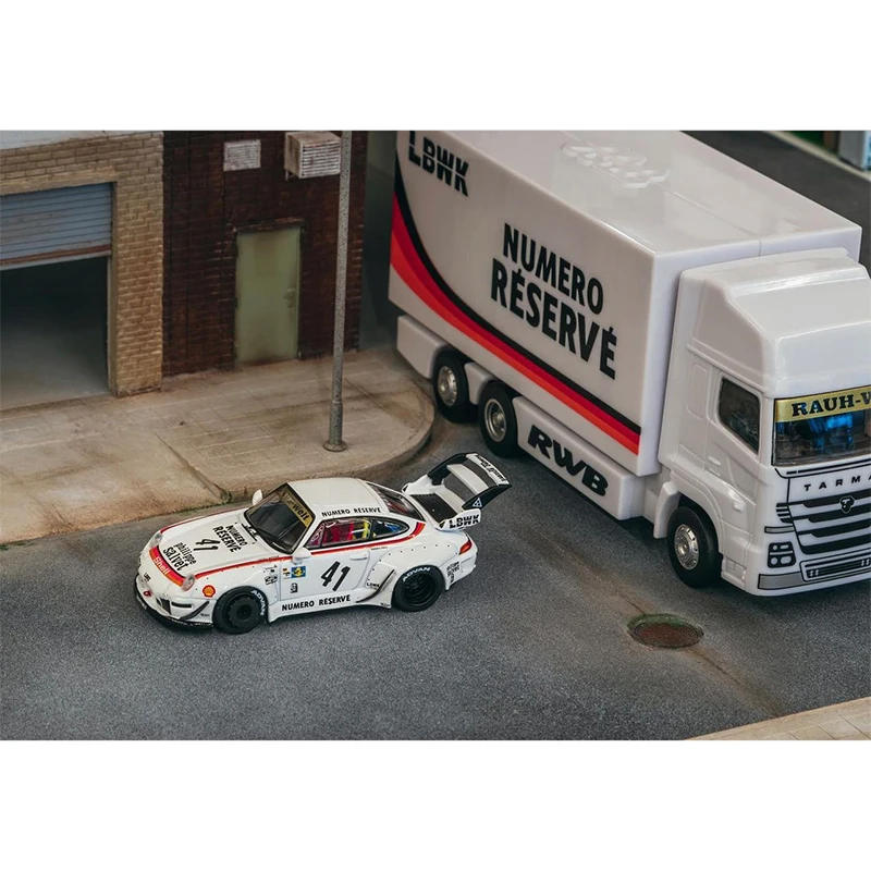 TW In Stock 1:64 LBWK RWB 993 With Truck Packaging Alloy Diorama Car Model Collection Miniature Carros Toys Tarmac Works