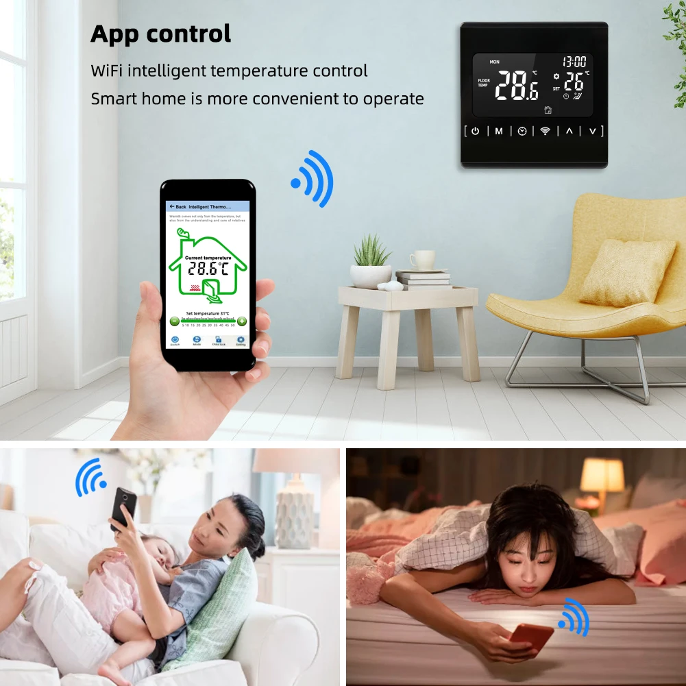 WiFi Smart Thermoregulator Heating Floor Thermostat Tuya Control Touch Screen Electric Warm Temperature Controller Room Heater