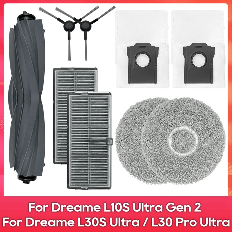 Para Dreame L10S Ultra Gen 2, L30S Ultra, L30 Pro Ultra filtro de Cepillo Lateral principal fregona trapo bolsas de polvo accesorios de piezas-AT36