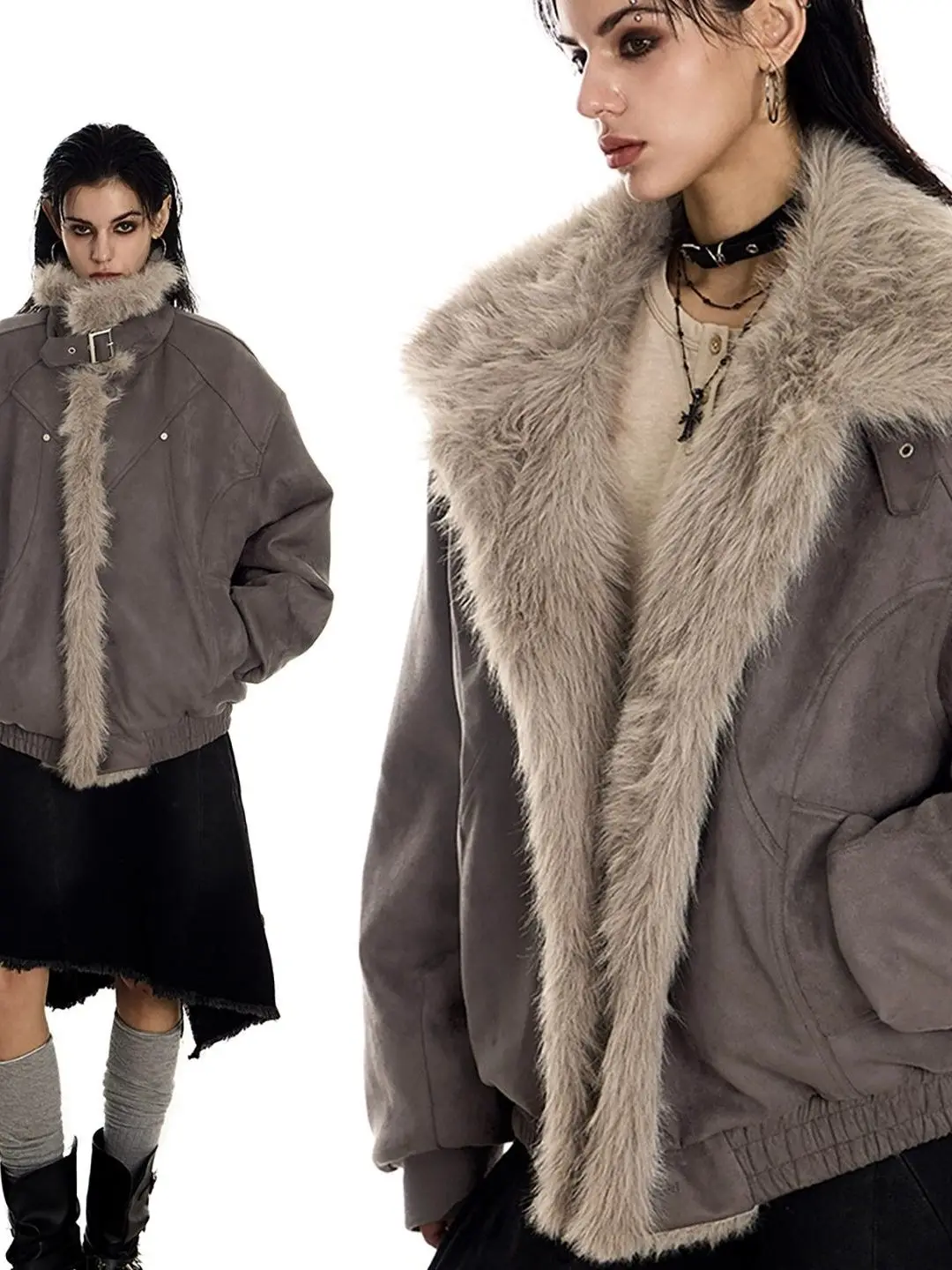 

Thiened American Sle Stand Collar Deconstructed Mountain Eagle Warm Cotton Jaet for Men And Women Winter Retro Cool