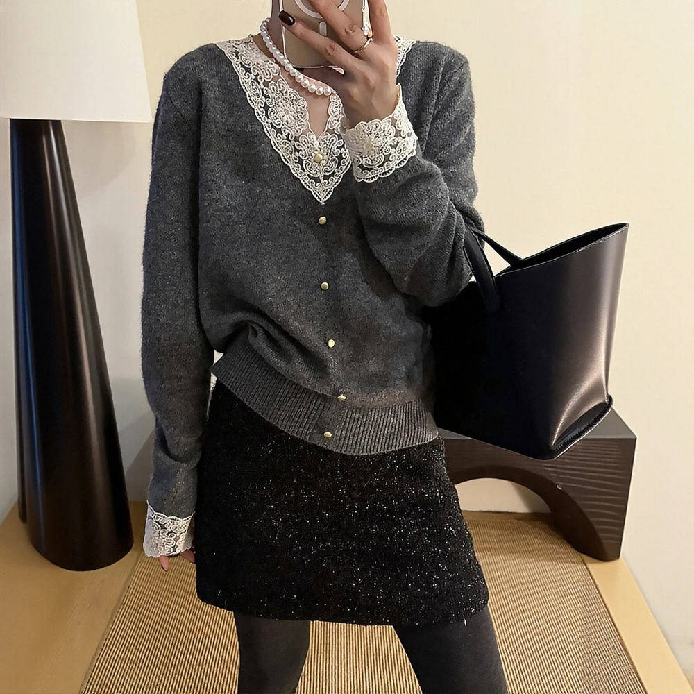 

Женский толстый кружевной вязаный крючком пуловер, свитер высокого качества, модная базовая рубашка на осень-зиму, европейский стиль станции