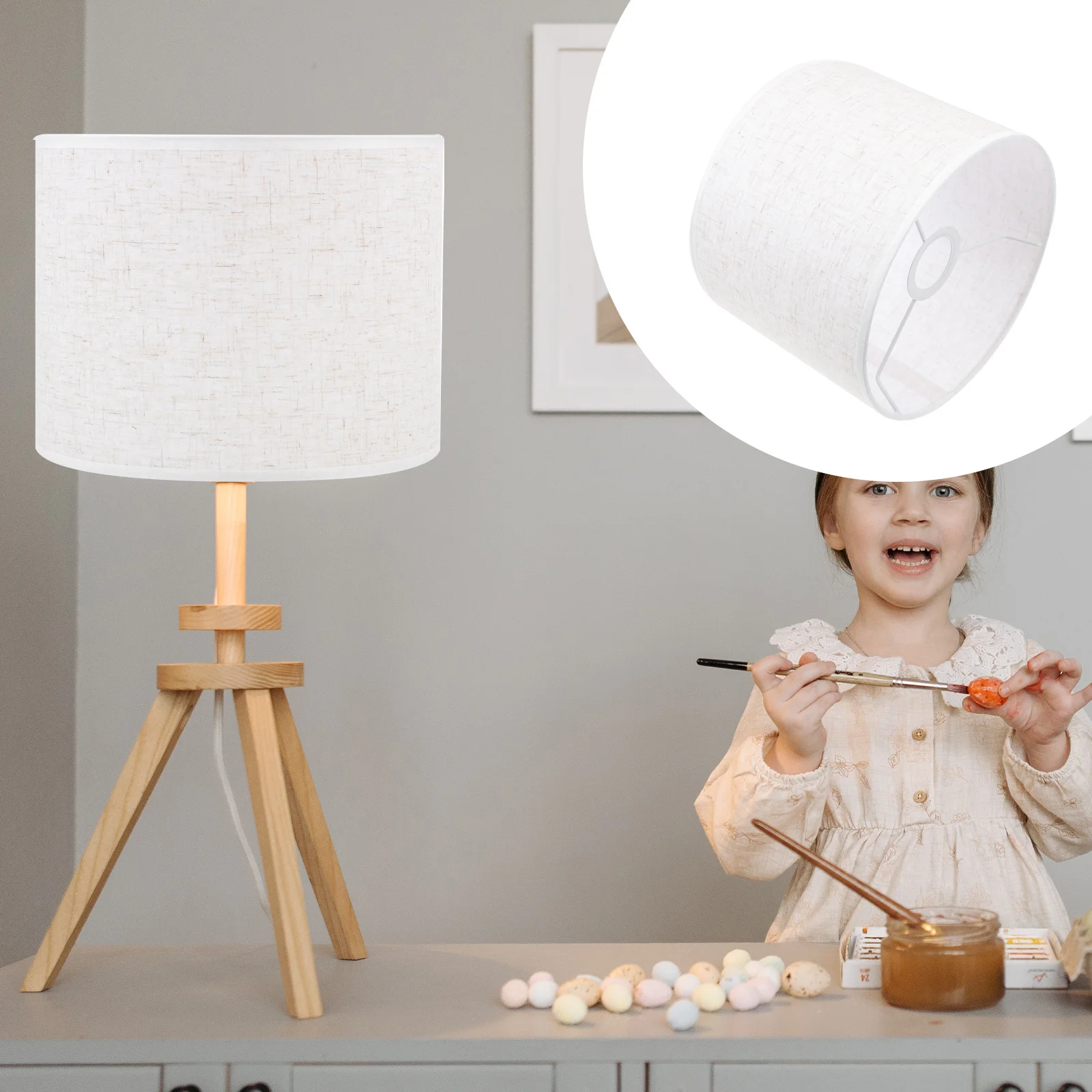 

1Pcs Linen Cloth Art Lamp Shade Simple Elegant Stable Structure for Living Room Bedroom Home Light Decor Multi-Purpose Lamp